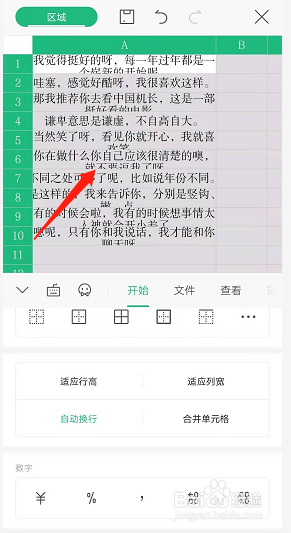 手机WPS表格如何使表格内容自动换行且适应行高