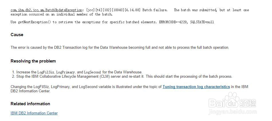 db2 errorcode=4229 sqlstate=null解决方法