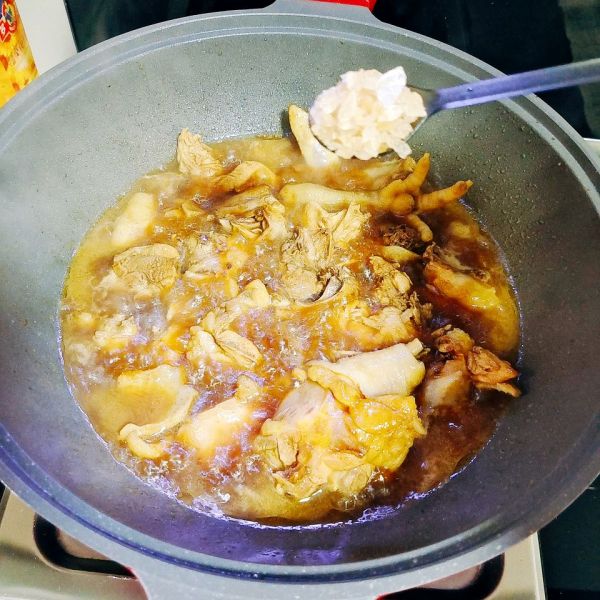 红烧鸡肉炖香菇