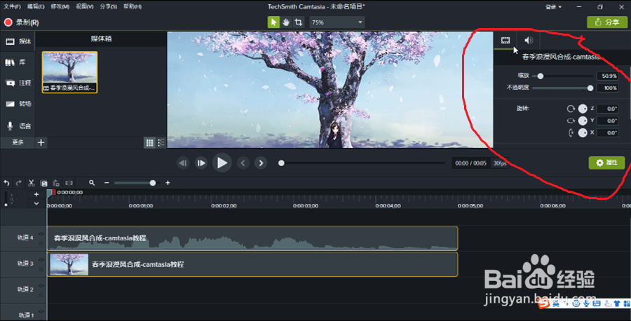 在camtasia2018中如何调整视觉属性？