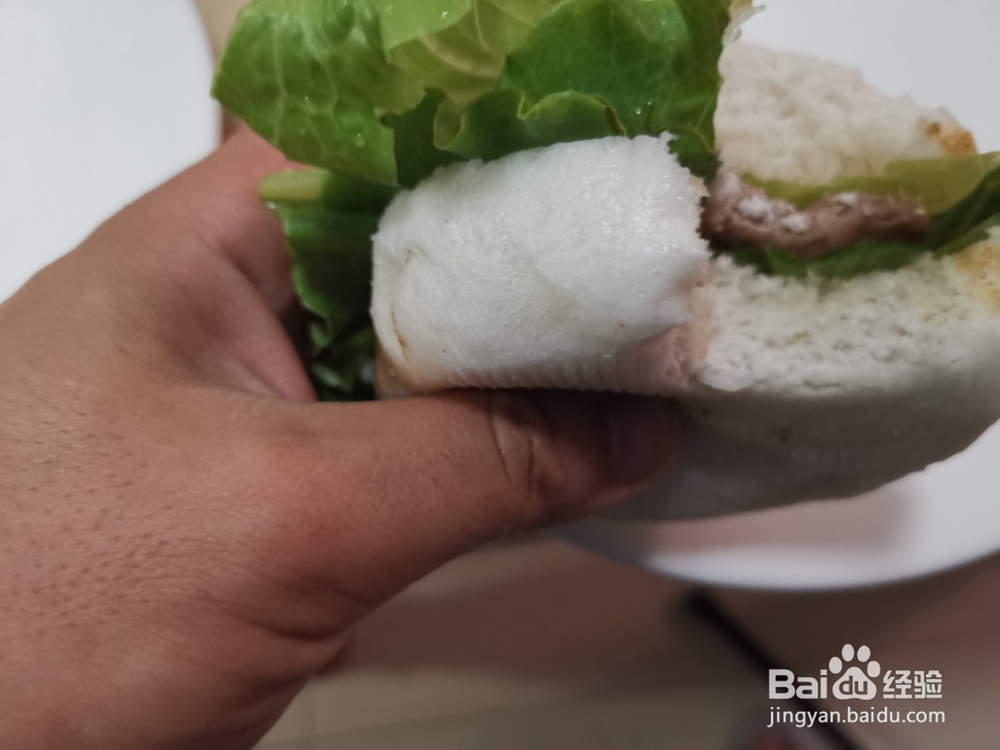 中式汉堡馒头果酱甜面酱夹鸭肉