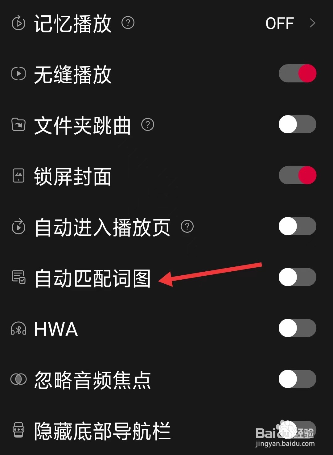 飞傲音乐app怎么开启自动匹配词图