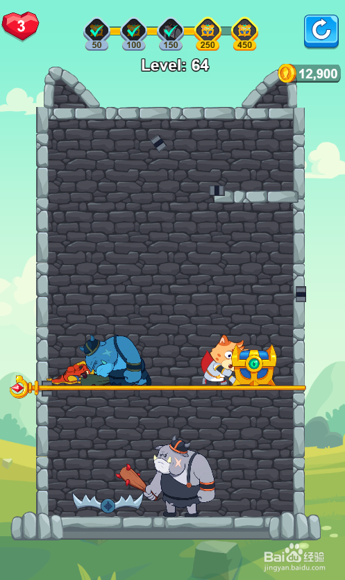 Hero Save the Princess的Level 64怎样过关