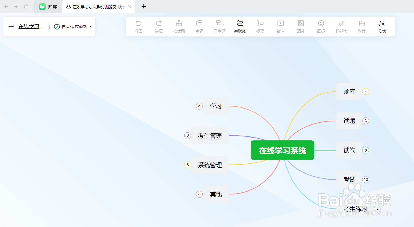 怎么绘制“在线学习考试系统模块设计”导图