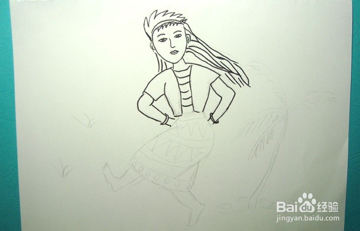 彩色简笔画花园跳舞的艺术家