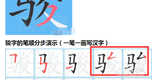 骏马的骏怎么写
