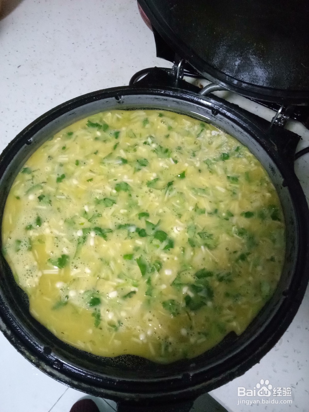 香菜金针菇鸡蛋饼