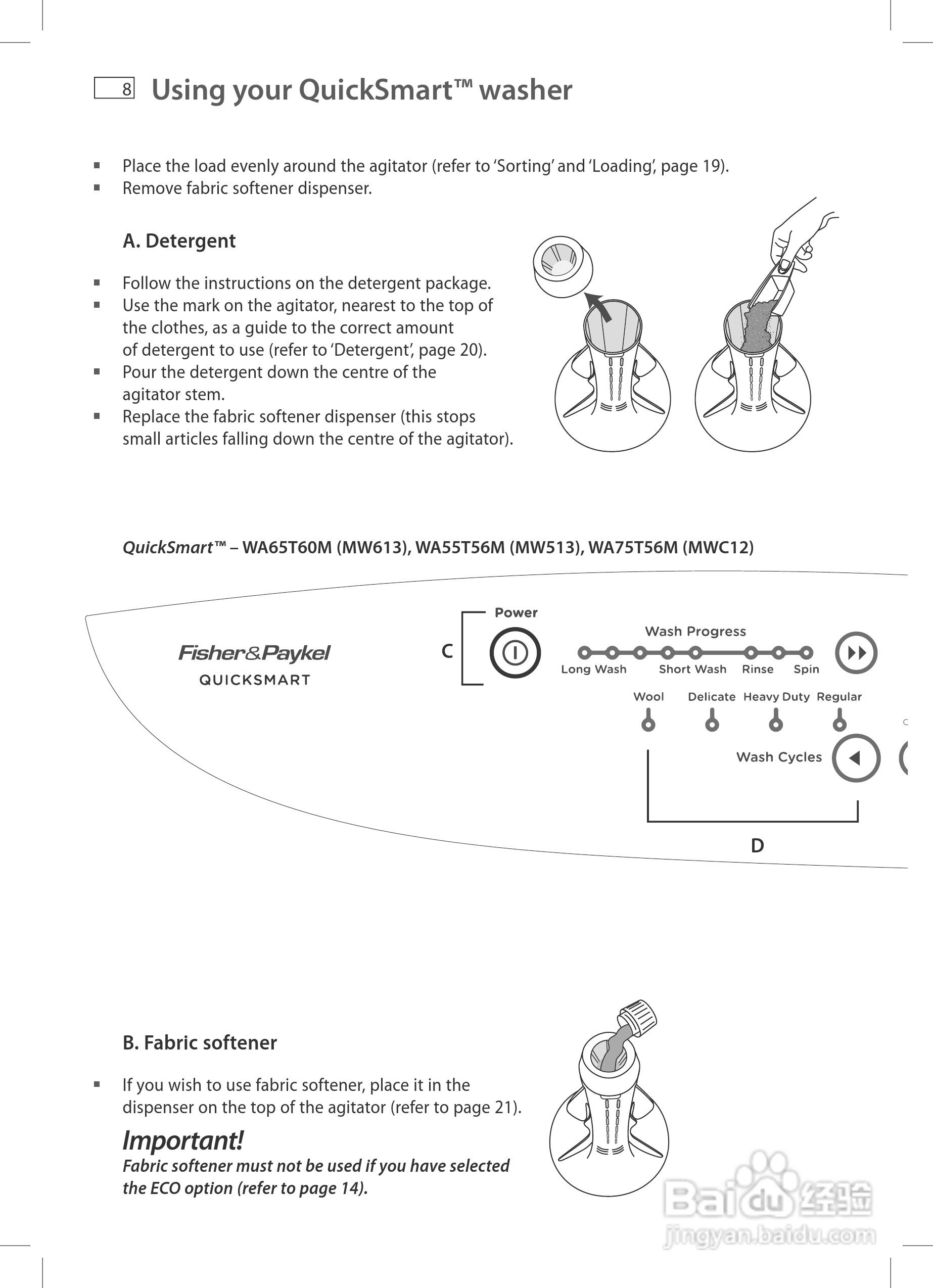 斐雪派克WA55T56GW1洗衣机说明书:[1]
