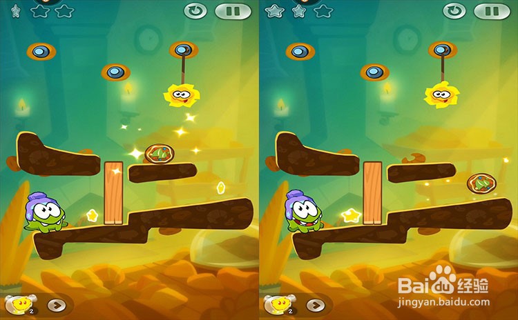 手机游戏割绳子2关卡7-1、关卡7-2三星攻略