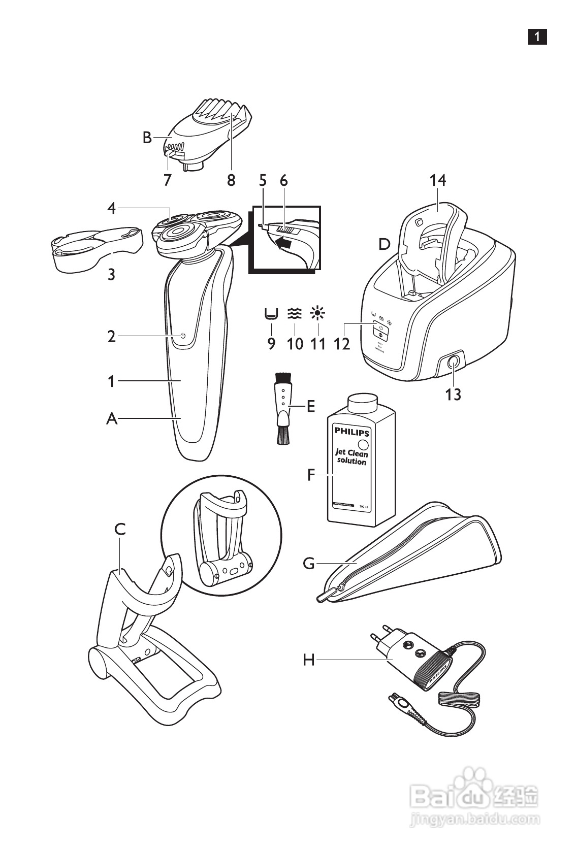飞利浦RQ1296/23电动剃须刀使用说明书:[1]