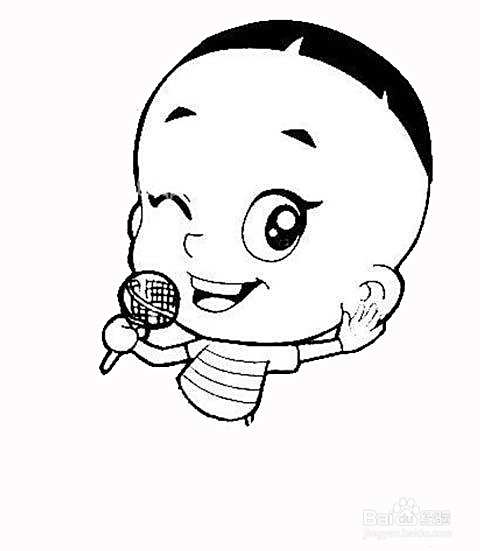 唱歌的大头儿子的简笔画