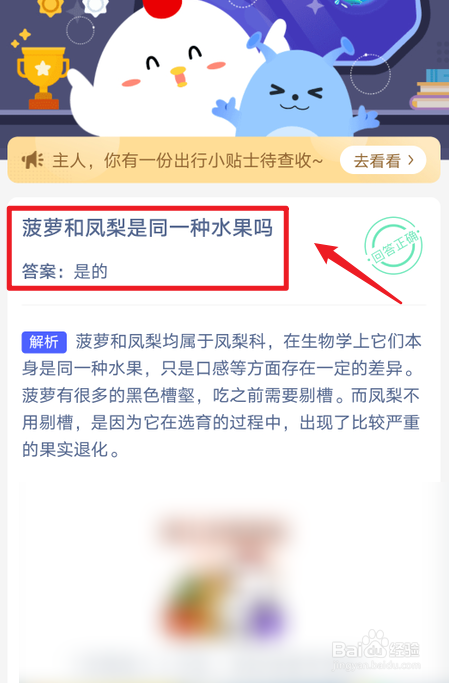 蚂蚁庄园答题菠萝和凤梨是同一种水果吗