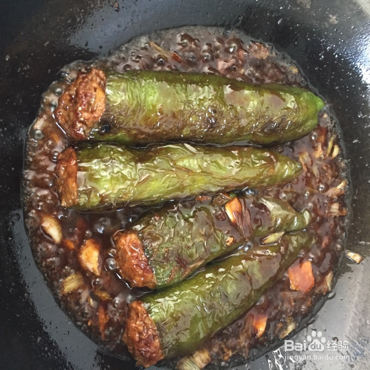 肉酿虎皮尖椒的做法