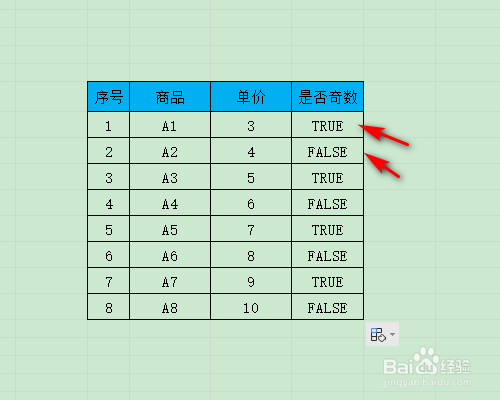 Excel表格怎么判断数值奇偶