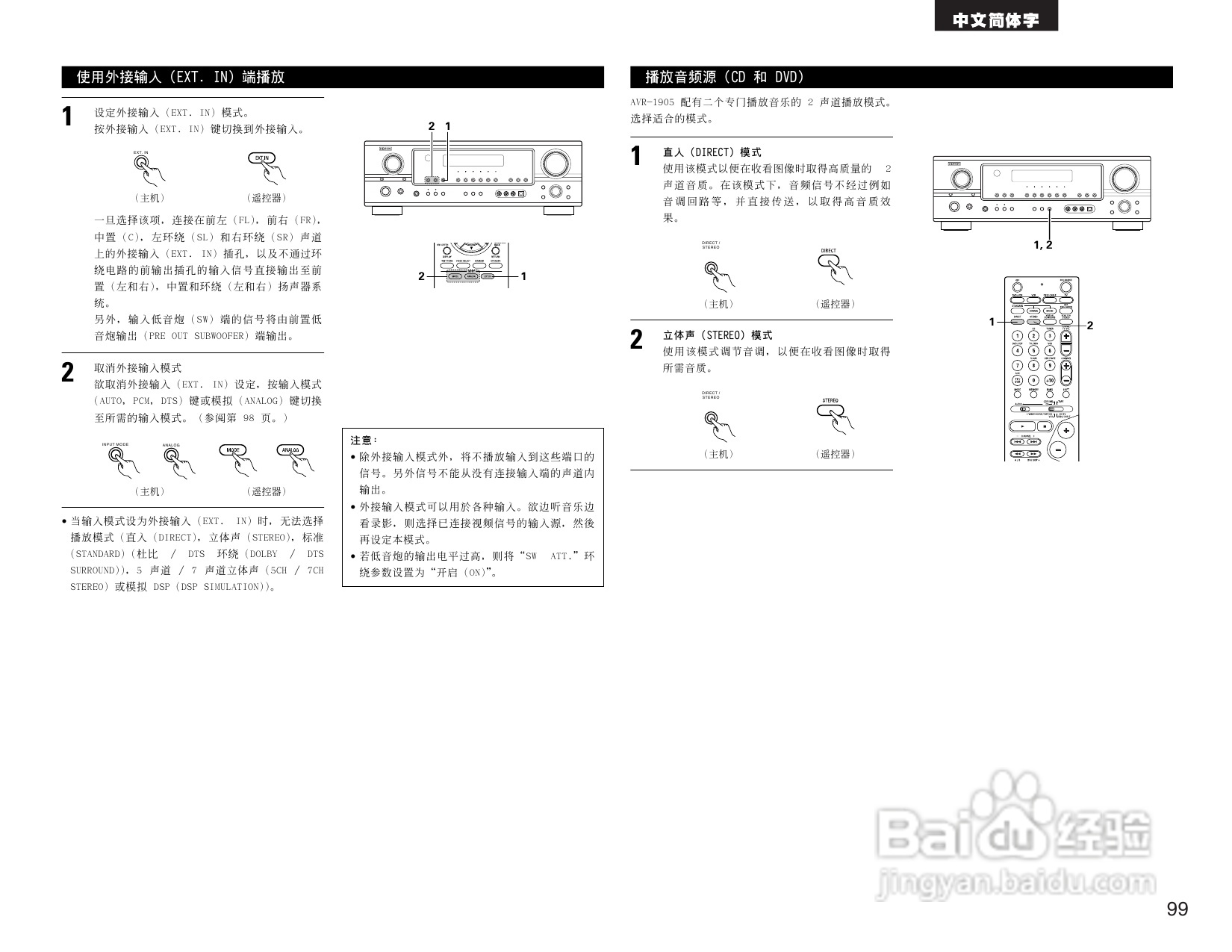 DENON AVR-1905 AV收音环绕扩音机操作说明书:[5]