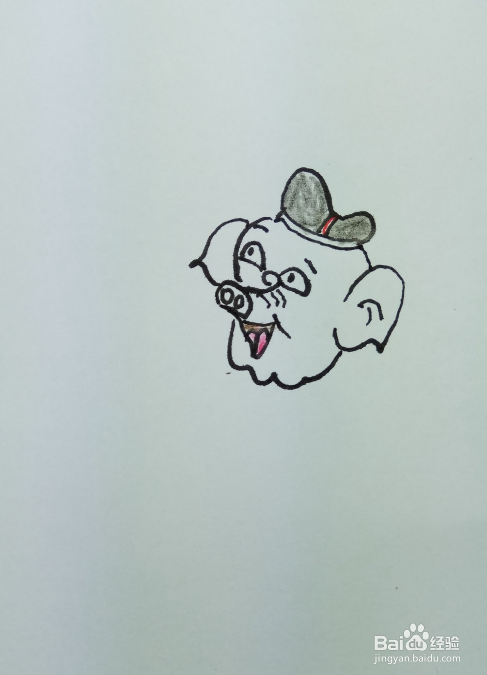 怎样画简笔画“猪八戒挑篮子”？