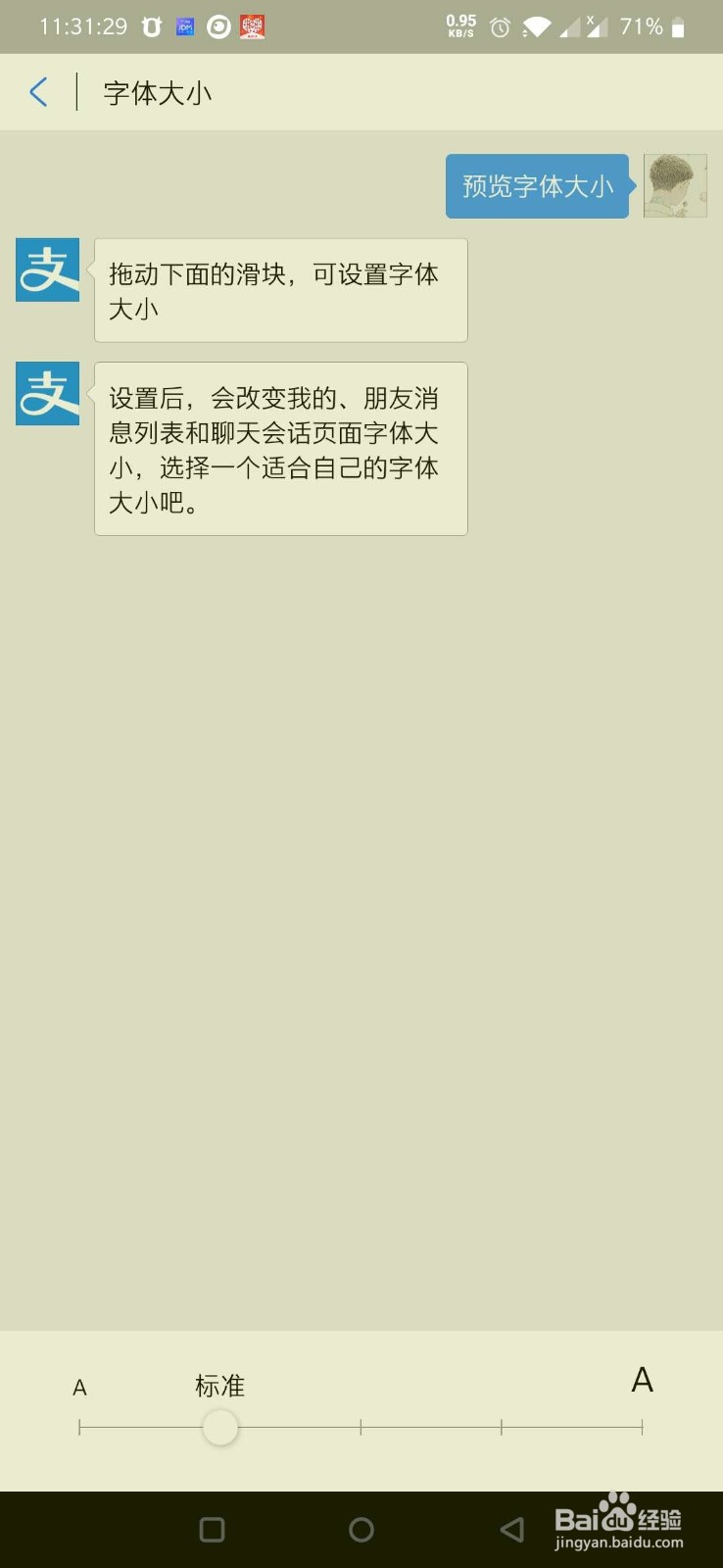 支付宝如何更改字体大小