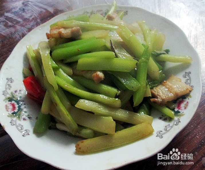 家常小菜“白菜苔梗炒五花肉”的做法