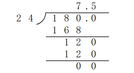 1.8÷0.24的竖式并验算