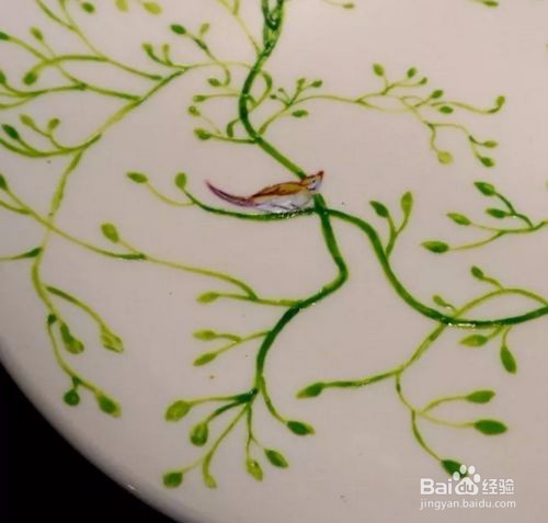 手绘餐饮盘子风景图