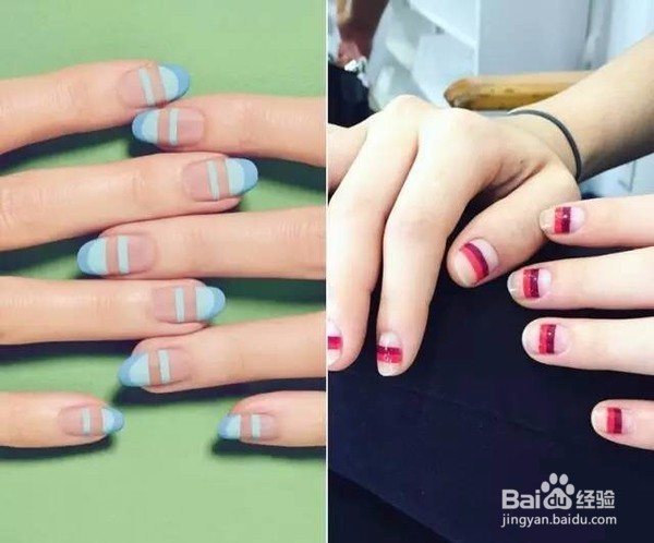 一些简约风格的美甲图案,自己在家也能画
