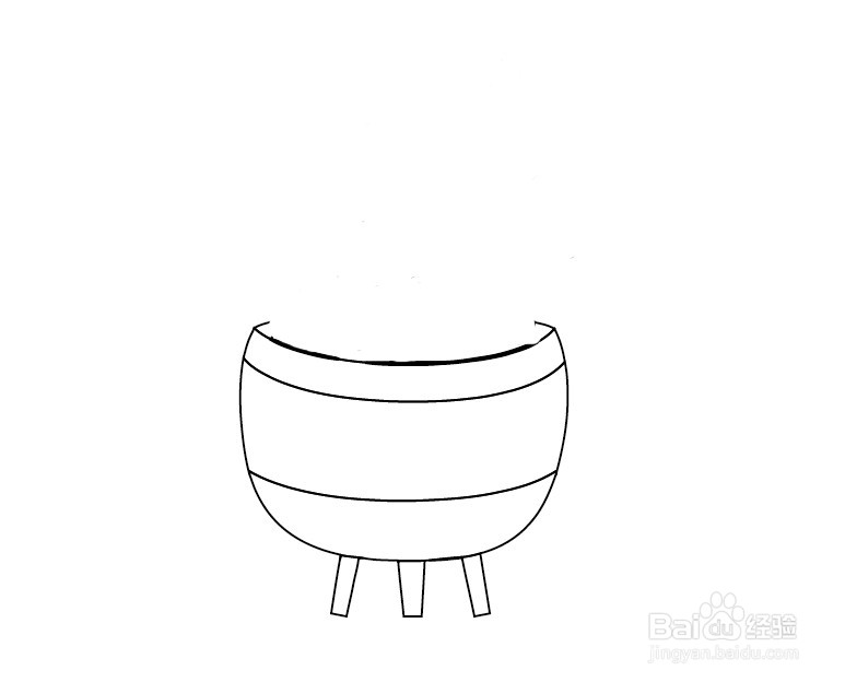 盆栽植物仙人球开花简笔画