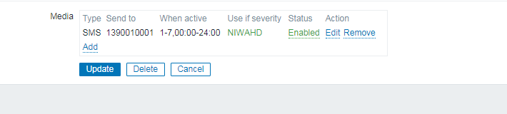 如何在zabbix中修改用户媒体？