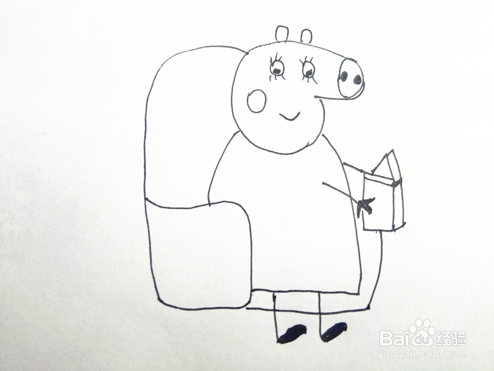 简笔画之看书的小猪佩奇