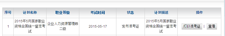 如何打印人力资源师二级准考证