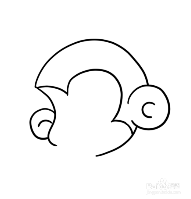 吃桃子的小猴子简笔画