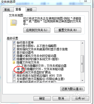 如何设置、查看电脑中的隐藏文件或文件夹