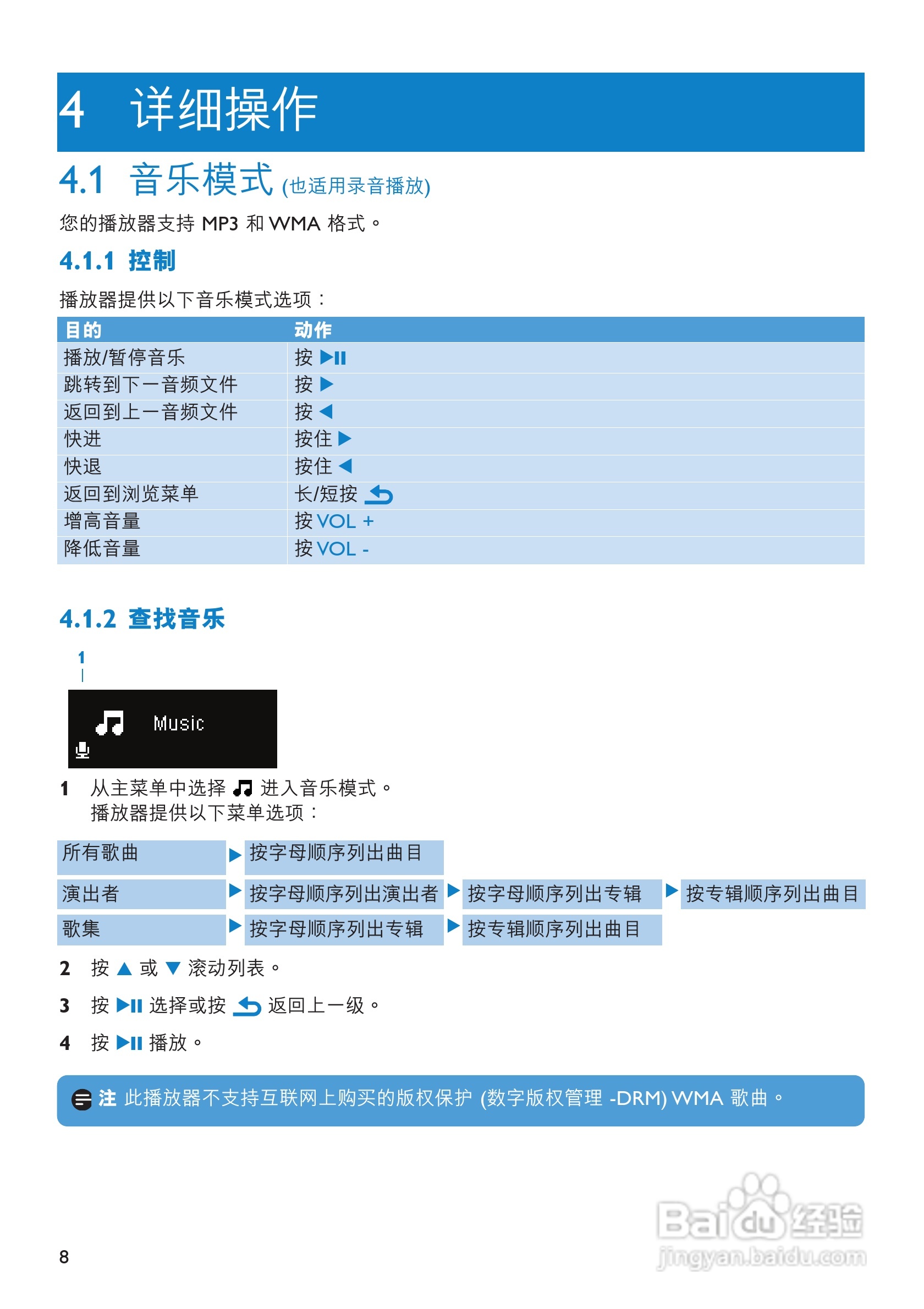 飞利浦SA011104S MP3播放器使用说明书:[2]