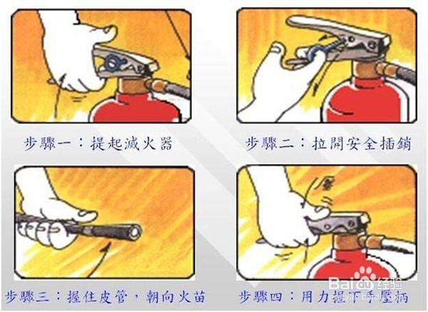 手提式灭火器的使用步骤方法
