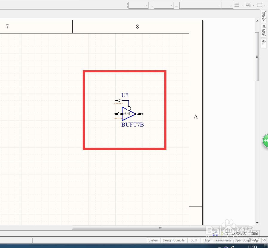 如何在AD中放置带低电平控制脚7位总线缓冲器？