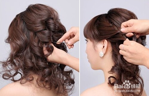 麻花辫盘发新娘发型