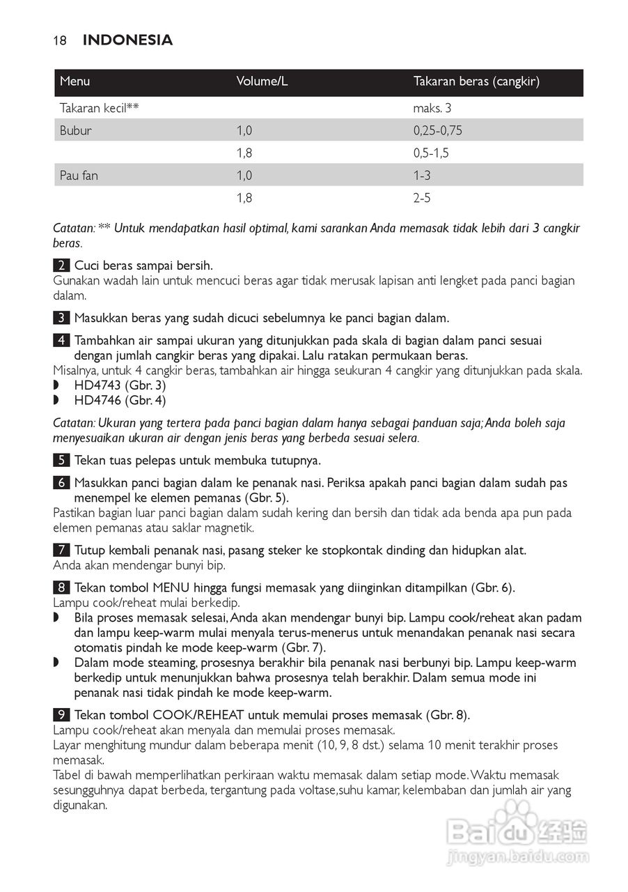 PHILIPS HD4743电饭煲说明书:[1]