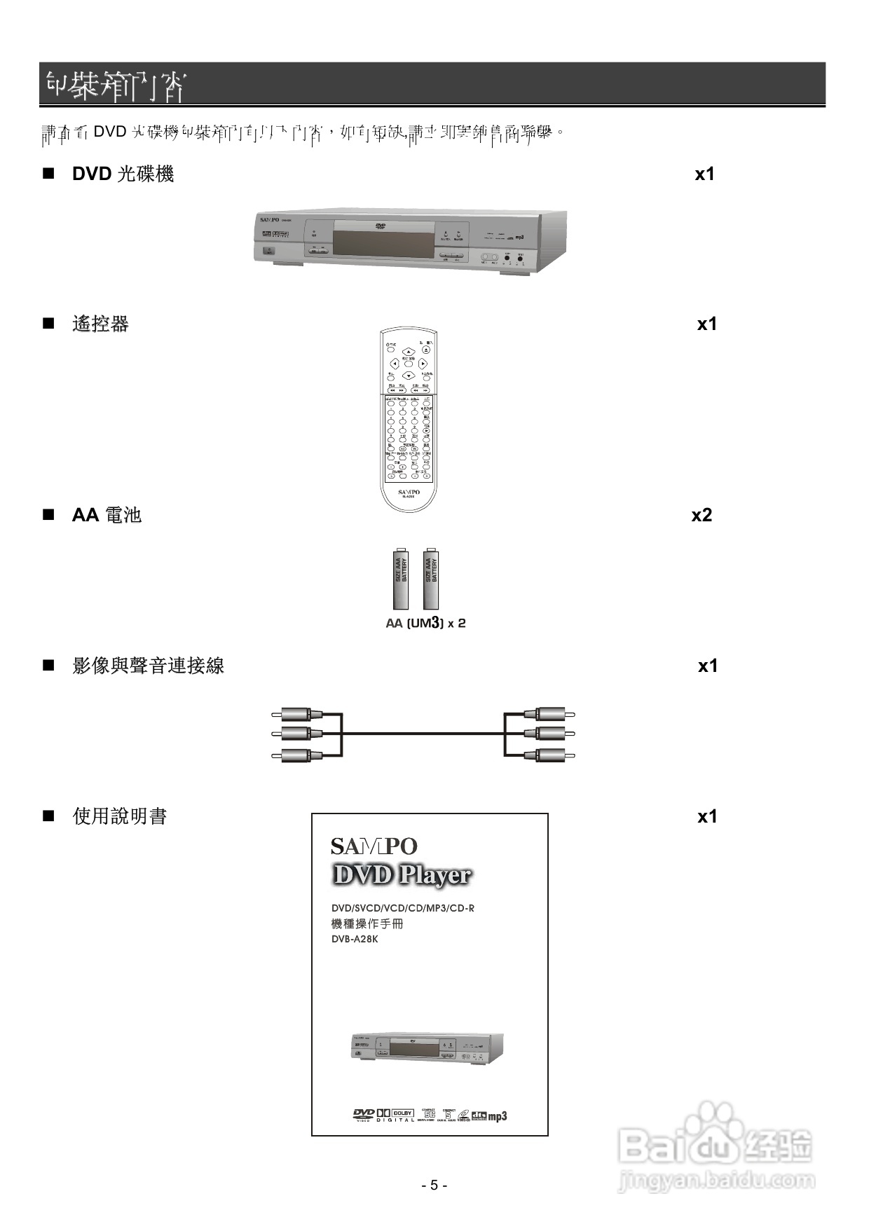 声宝DVB-A28K型DVD播放机说明书:[1]