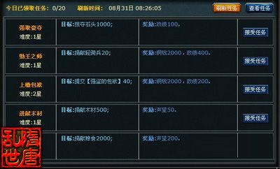 乱世隋唐攻略:之所有任务详解