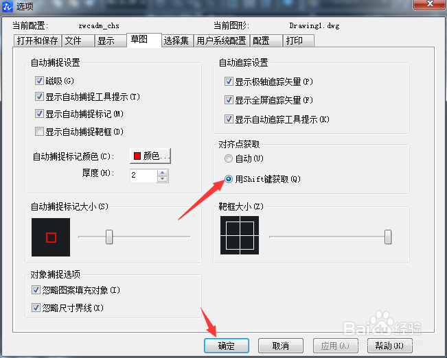 CAD2020怎么设置用shift键获取