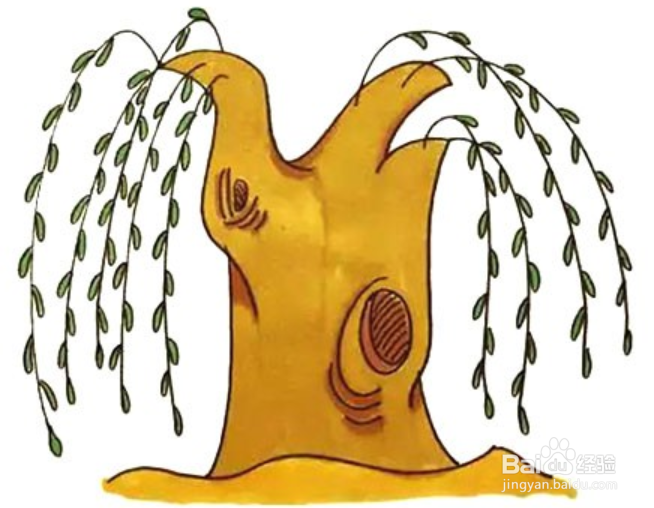 怀旧风柳树简笔画