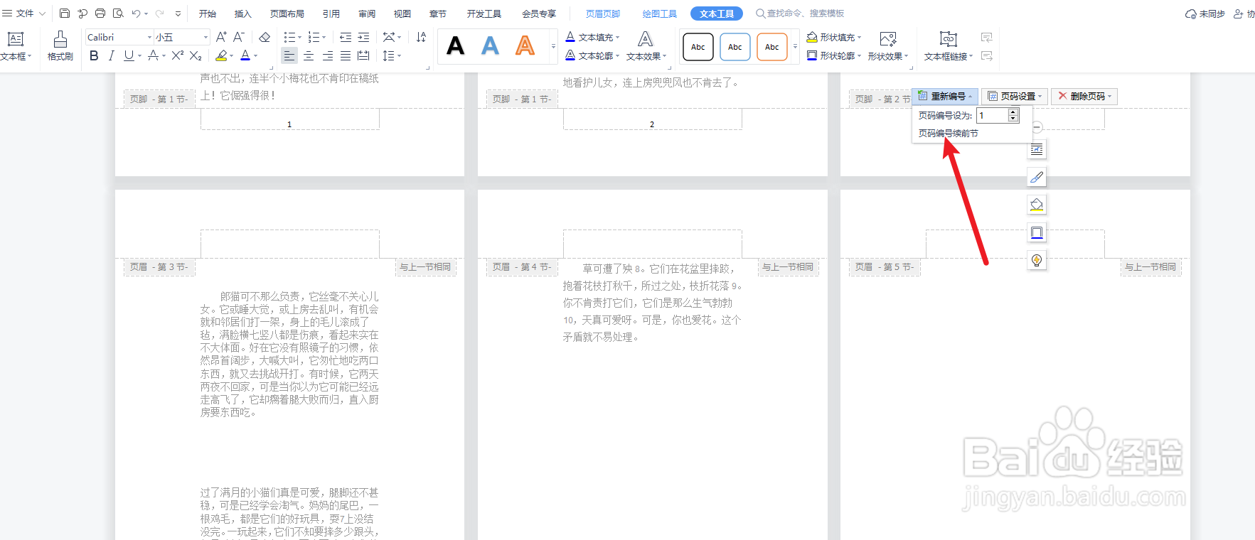 分节符导致页码混乱
