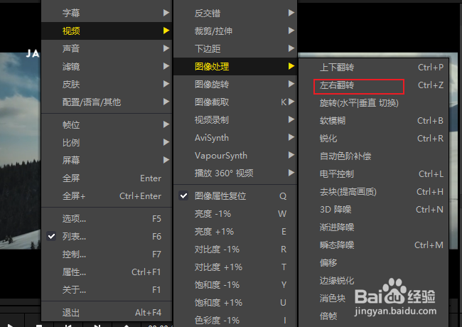播放器怎么使视频左右翻转