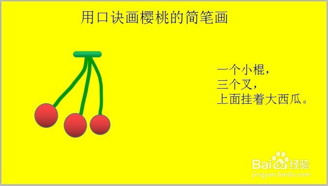 编口诀画草莓和樱桃简笔画