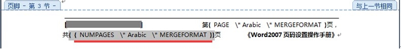 Word2007页码设置操作手册