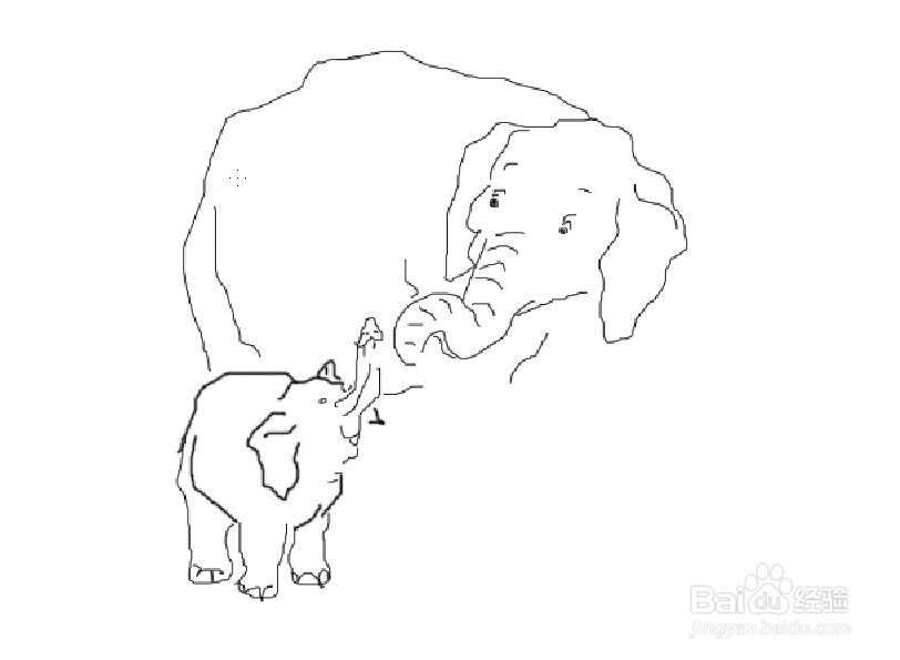 photoshop画大象喂小象