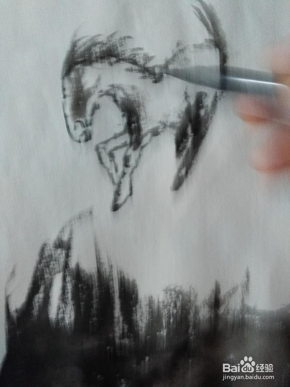 国画马的水墨画法。