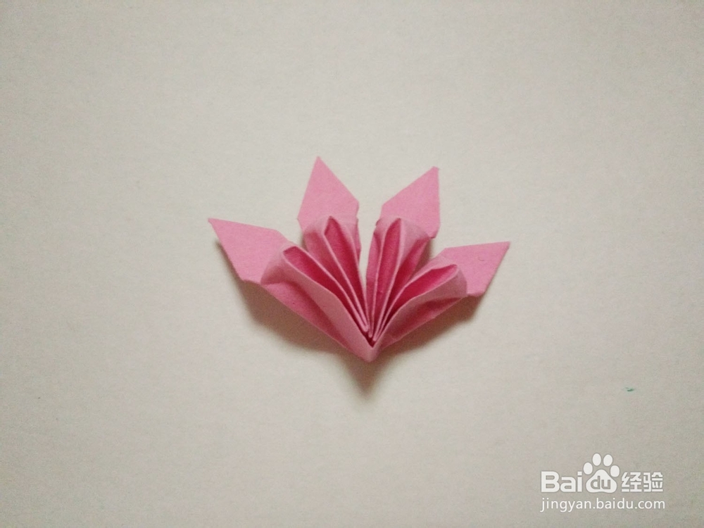 粉嫩的十二瓣立体纸花的折纸方法