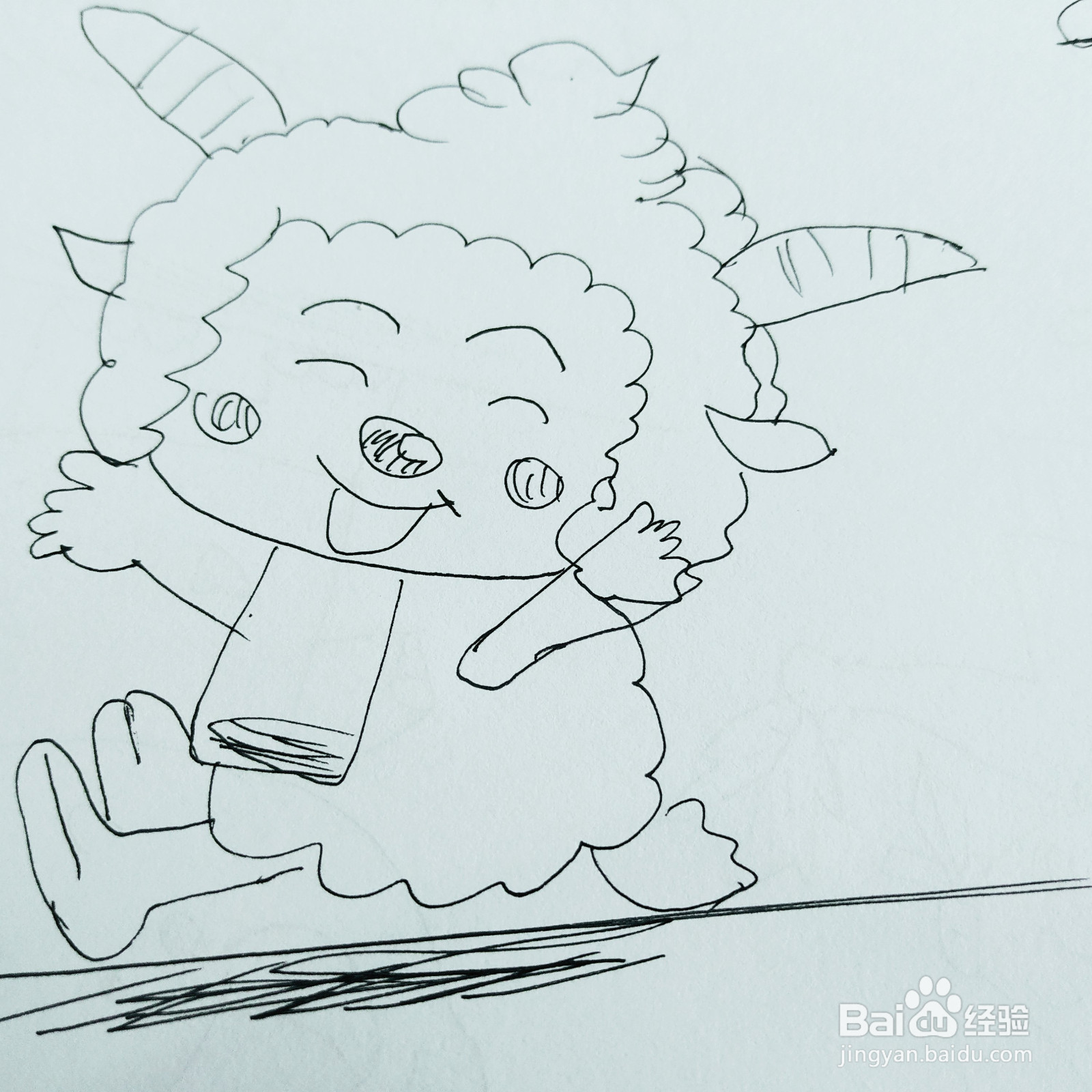 如何来画一只活泼的喜羊羊简笔画呢？