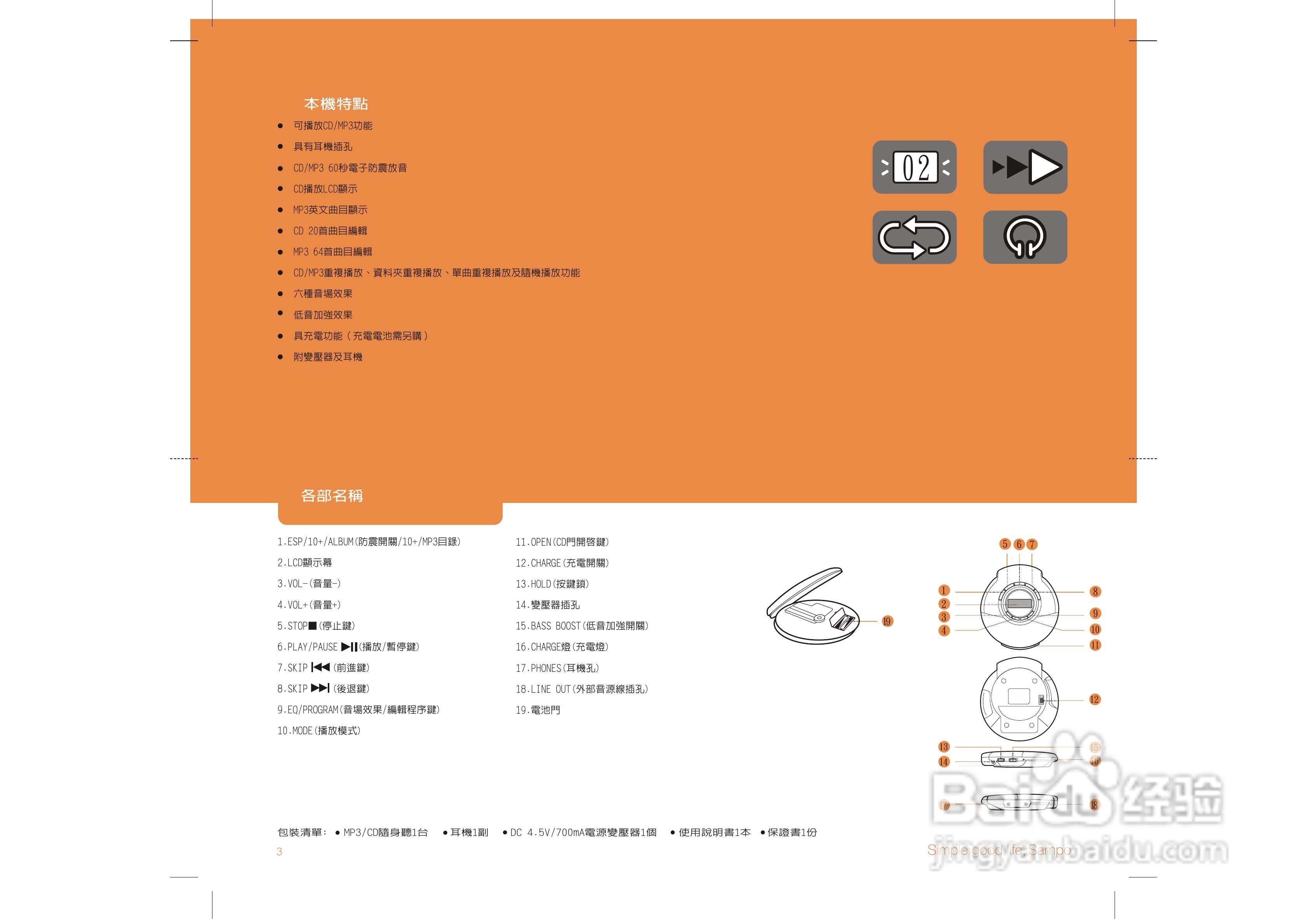 旺德电通WK-W512ML MP3/CD随身听说明书