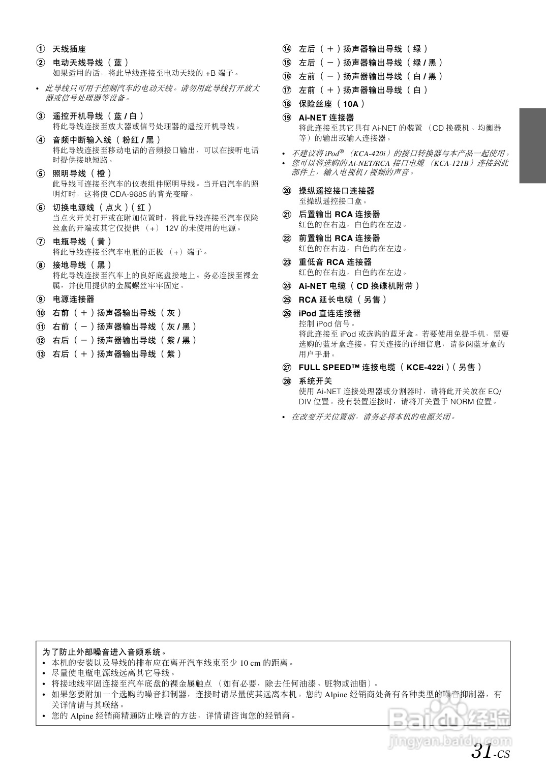 阿尔派(CDA-9885)型接收机说明书:[2]